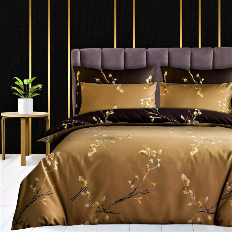 Test Pamposh Bedding Duvet Cover Set, Brown And Gold Duvet Covers